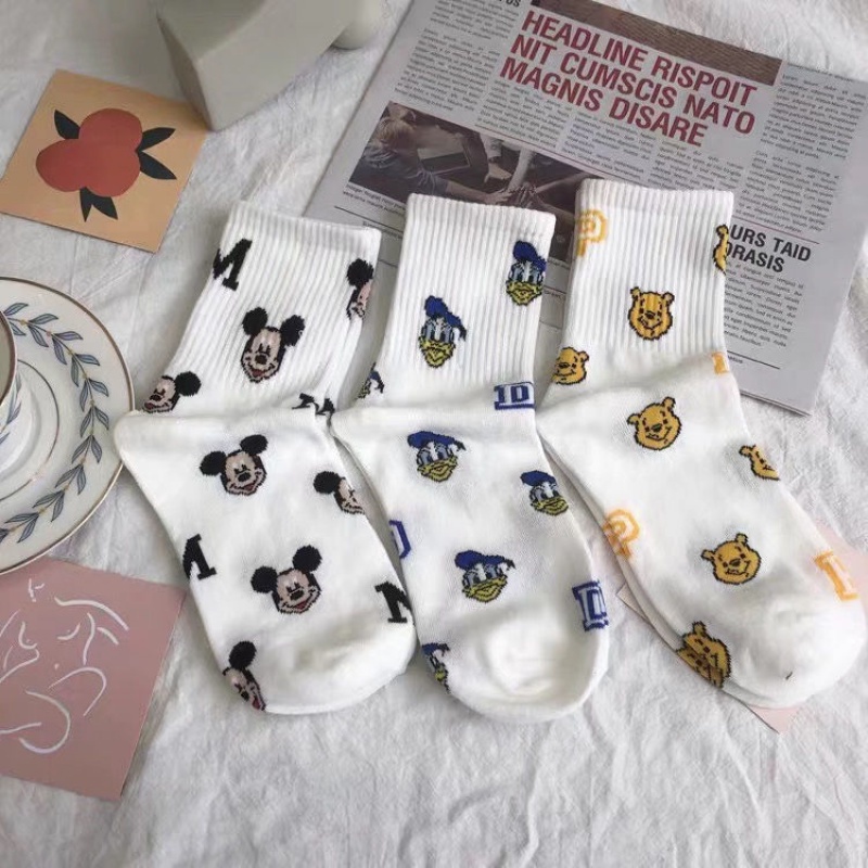 Vớ Thể Thao Cổ Vừa In Họa Tiết Hoạt Hình Mickey Donald Phong Cách Preppy Nhật Bản