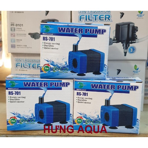 Máy Bơm nước bể cá mini- bơm chìm bể cá, hồ thủy sinh, hòn non bộ, tiểu cảnh RS 701 3W, RS 901 5W chạy êm tiết kiệm điện