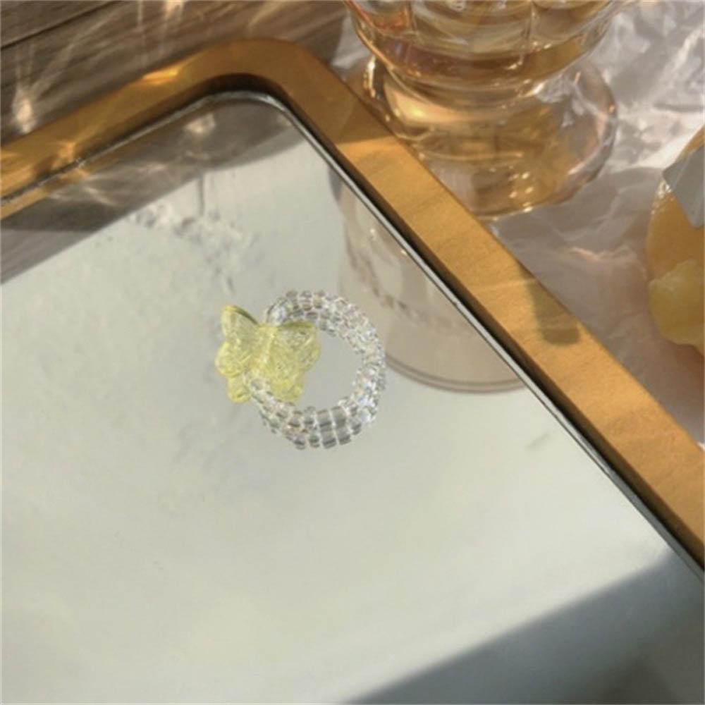 1 Nhẫn Acrylic Trong Suốt Hình Bướm Handmade Thời Trang Cho Nữ