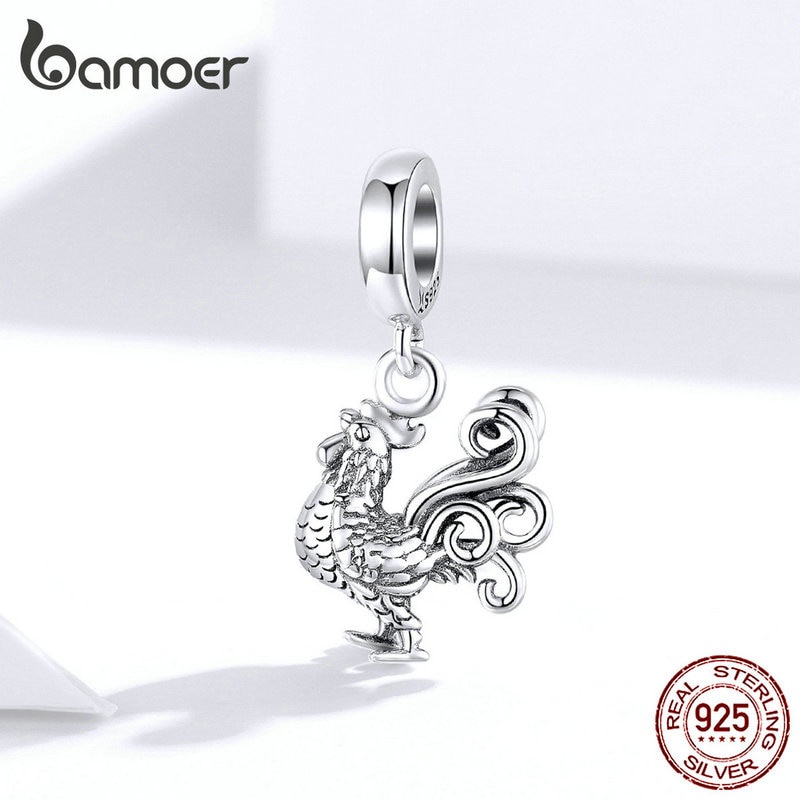 Hạt charm Bamoer SCC1337 bạc 925 hình con gà làm đồ trang sức thời trang