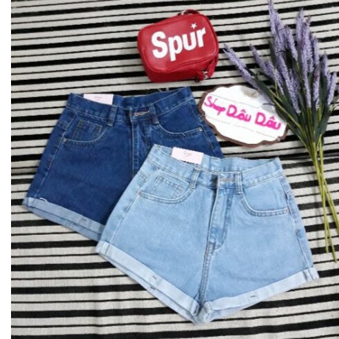 quần short jean nữ trơn có săn lai AB4