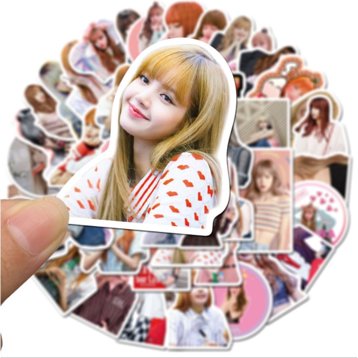 Sticker BLACK PINK - LISA nhựa PVC không thấm nước, dán nón bảo hiểm, laptop, điện thoại, Vali, xe