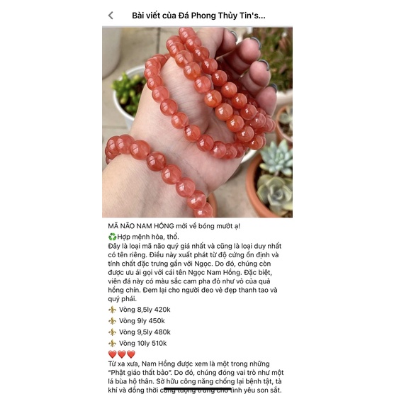 Vòng tay nam hồng bóng đẹp tươi xinh