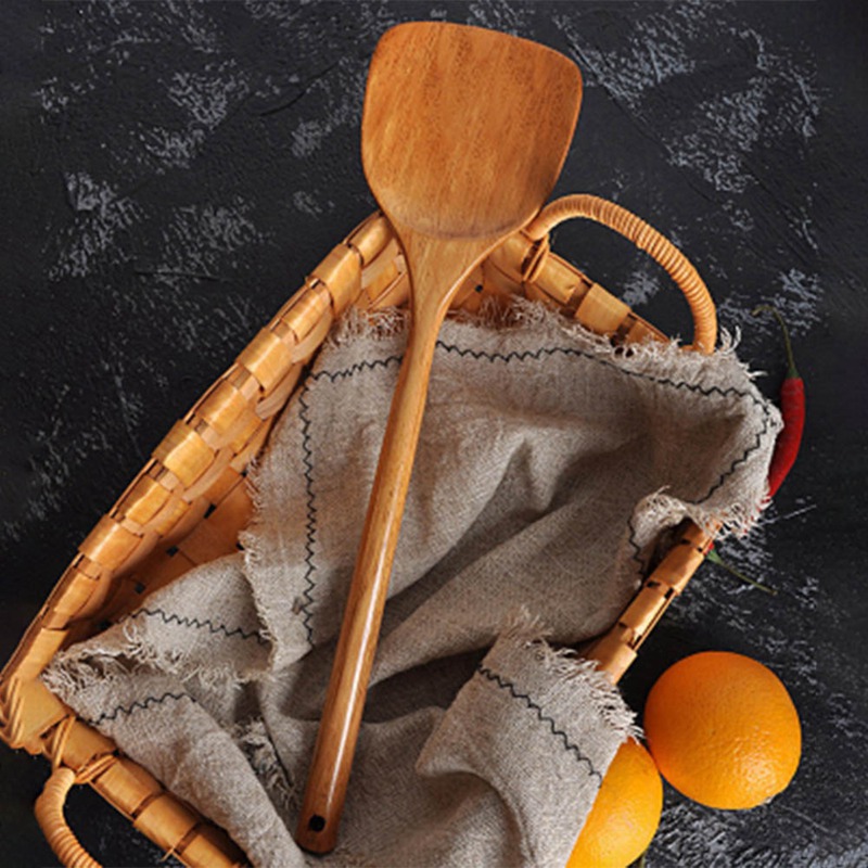 Xẻng nấu ăn bằng gỗ có tay cầm hình tròn chống dính tiện dụng