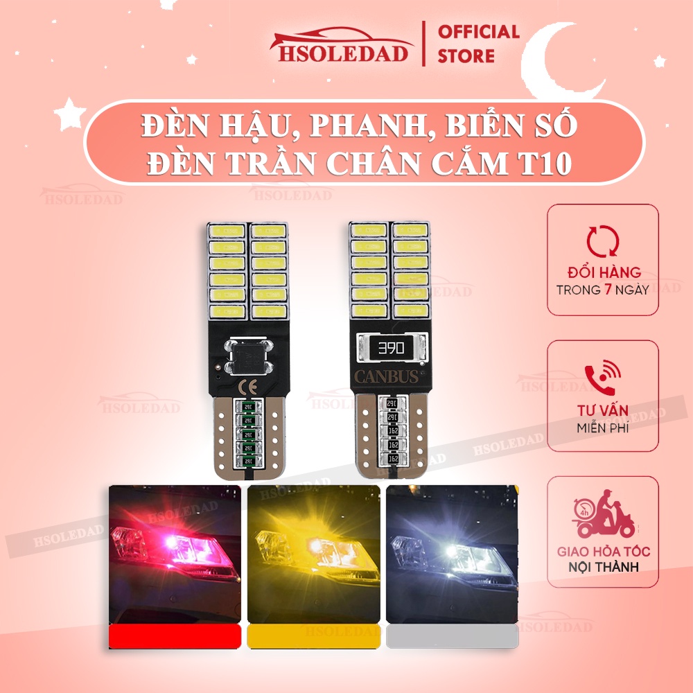 Bóng đèn LED T10 194 W5W 24 bóng, chip 4014 gắn biển số xe, đèn cốp, đèn cửa Ô Tô, xe máy chất lượng cao