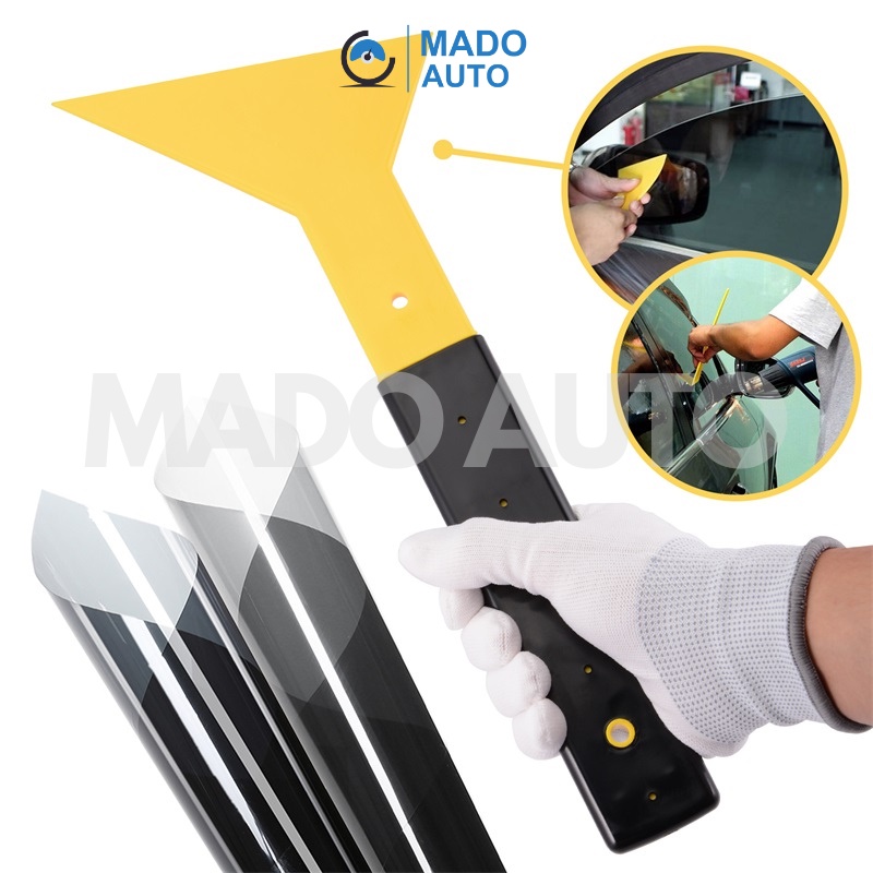 Gạt dán Film cách nhiệt kính xe ô tô cỡ đại cán đen, lưỡi vàng cứng MADO AUTO GH-220