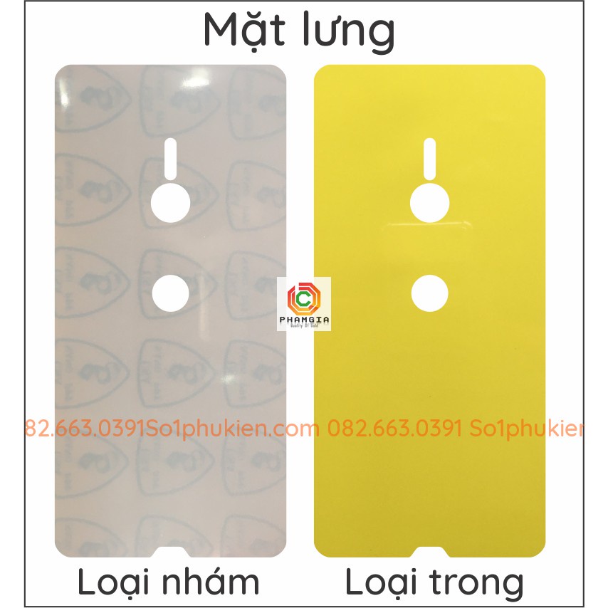 Dán PPF Sony Xz3 loại nhám, trong dành cho màn hình , mặt lưng , mặt lưng full viền