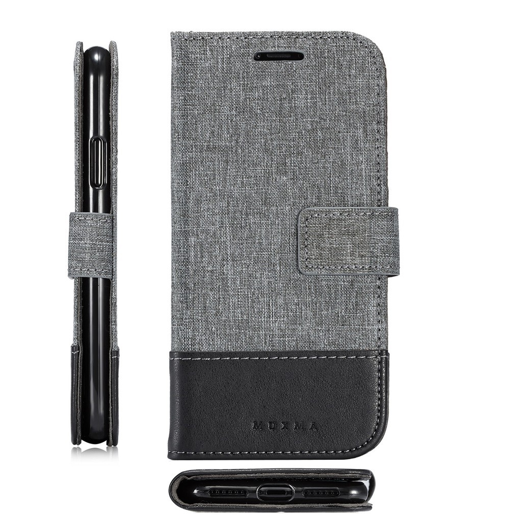 Bao da nắp gập có giá đứng chất liệu canvas cho IPhone X XS Max XR | BigBuy360 - bigbuy360.vn