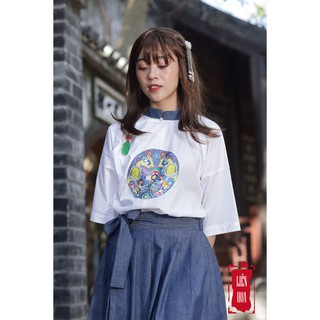 Chân váy denim xếp ly