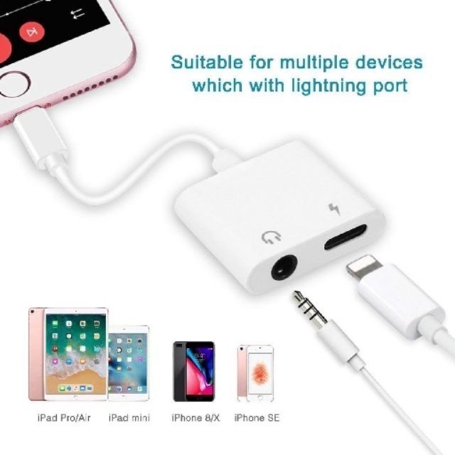 Cáp Chuyển Đổi 2 in 1 lightning 1 cổng ra 3.5 tự động kết nối bluetooth siêu tiện lợi , không tốn pi