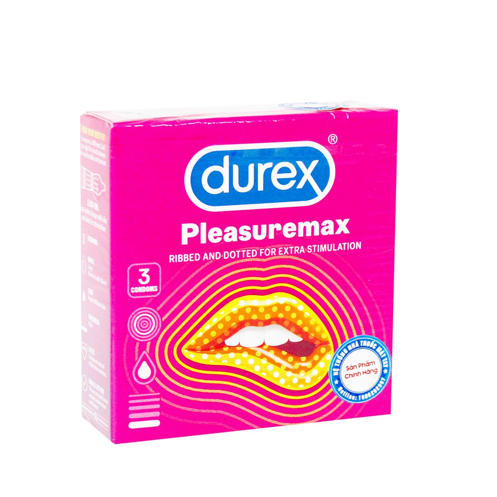 [ Che Tên Sản Phẩm ] Bao Cao Su Durex Pleasuremax - Thái Lan - Hộp 3 Cái