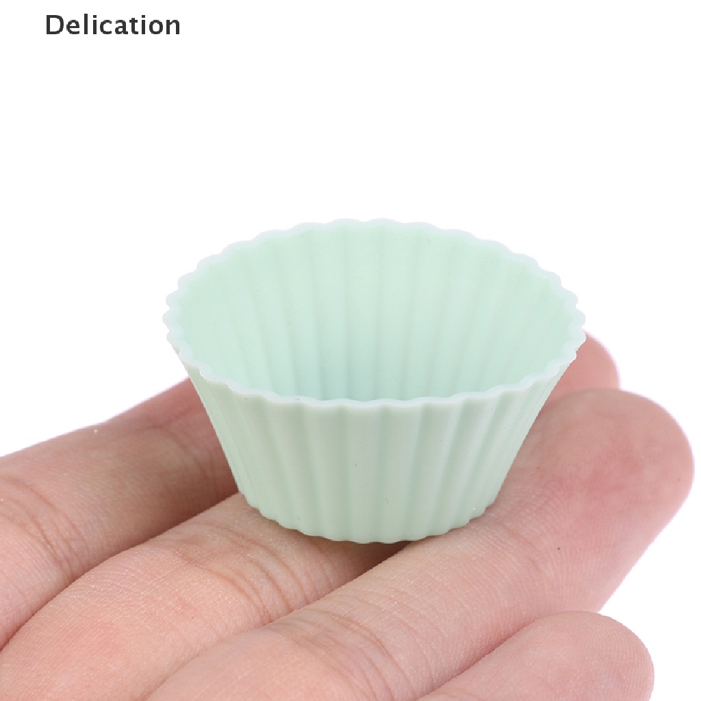 Set 10 Khuôn Silicone Làm Bánh Muffin Mini Hình Tròn Tiện Dụng