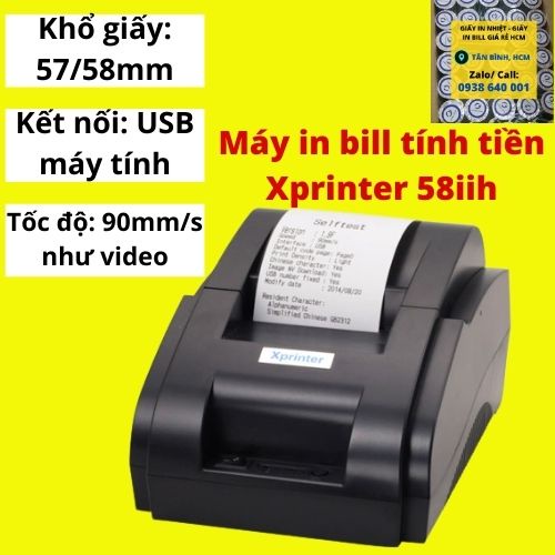 Máy in hóa đơn Xprinter 58IIH - Xprinter K58mm  Tặng Kèm Cuộn Test
