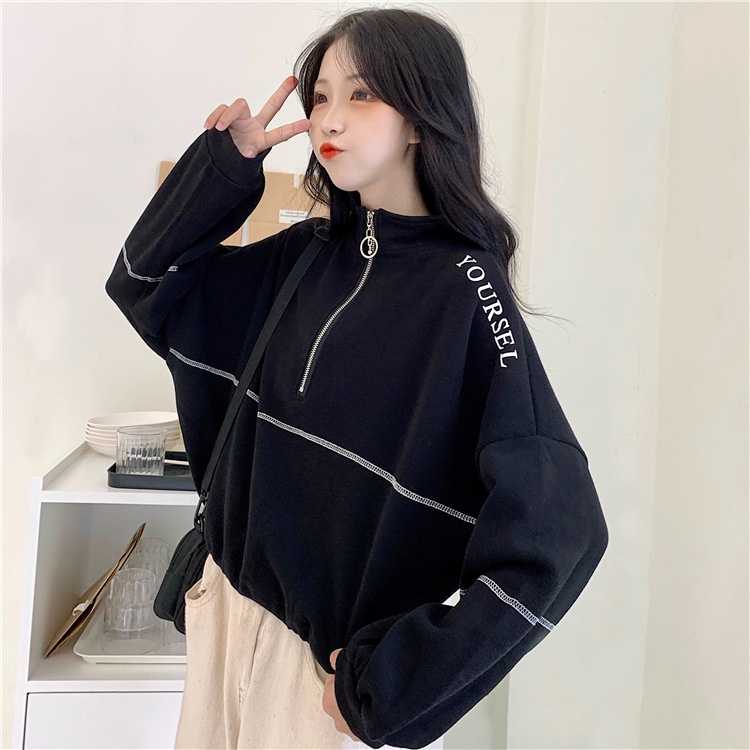 IELGY    Áo sweater Mỏng Ngắn Dáng Rộng Thời Trang Cho Nữ
