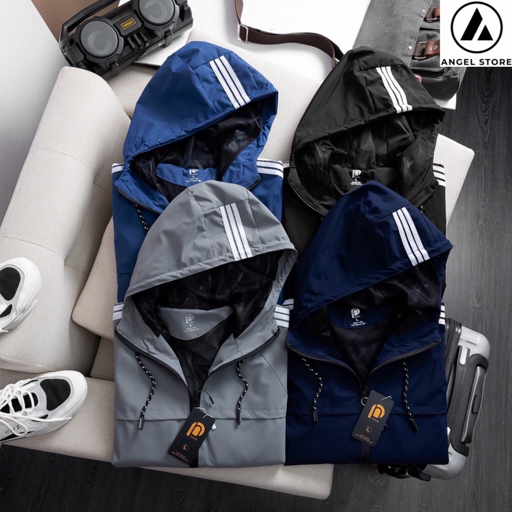 Áo khoác gió nam 3 sọc  ANGEL STORE mẫu siêu hot 2022, áo khoác nữ 2 lớp chống nước,chống gió cao cấp