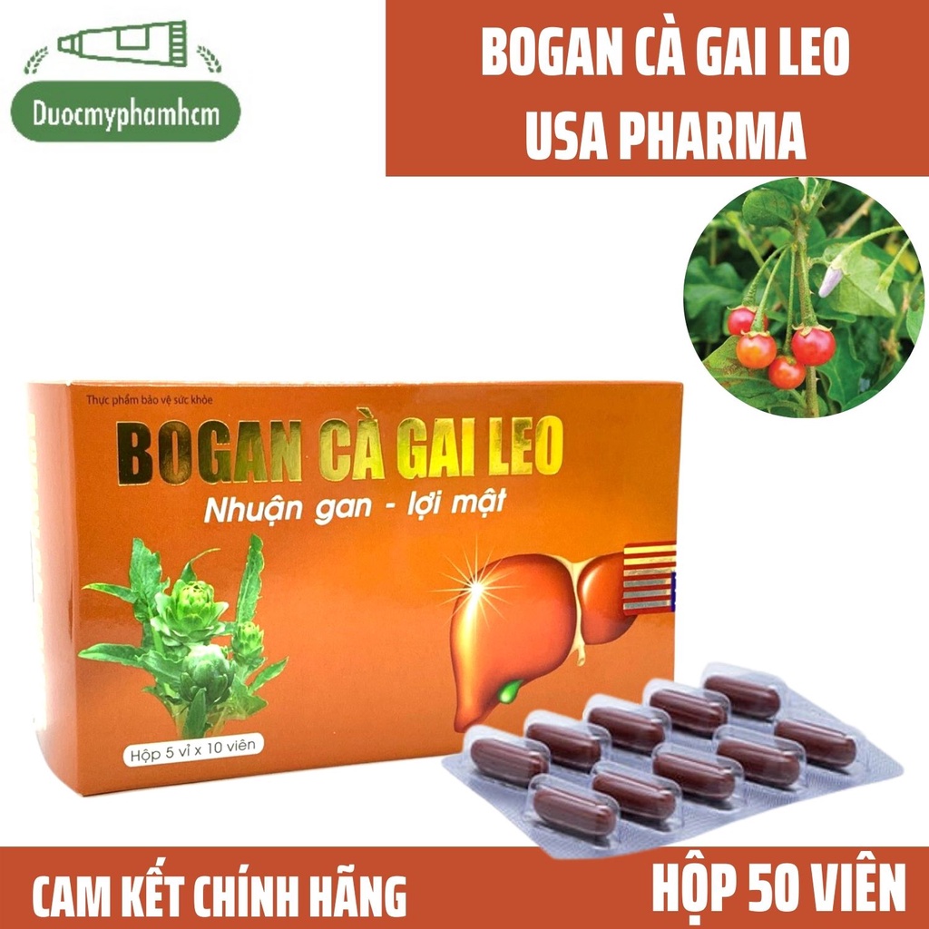 Viên Bổ gan Bogan Cà gai leo bao phim Boganic giải độc, thanh nhiệt mát gan có thêm giảo cổ lam và xạ đen, Hộp 50 viên