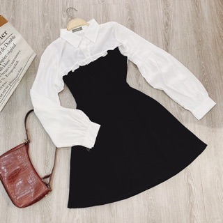Áo sơmi bèo croptop phối đồ siêu hot