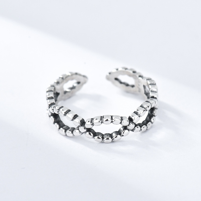 Nhẫn Bạc Nữ Thái Retro S925 Hình Mắt Xích Cực Phong Cách Cá Tính N1718 - Bảo Ngọc Jewlery