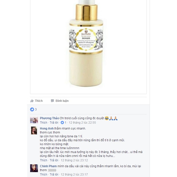 [Fullbox] Gel chống nắng da dầu - Just Herbs NoSun Moisturising Sun Protection Gel - hebenastore | BigBuy360 - bigbuy360.vn