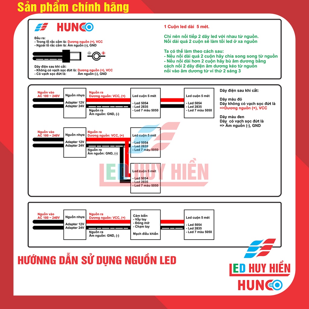 Nguồn đũa 12V2A, 12V3A, 12V4A, 12V5A hunco, nguồn Led 12V 2A, 12V 3A, 12V 4A, 12V 5a tranh điện hunco