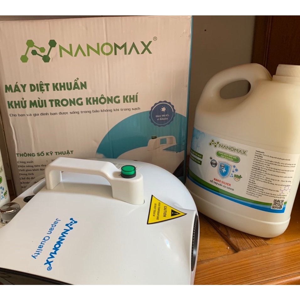 Dung Dịch Nano Bạc Khử Khuẩn An Toàn Sức Khỏe, Can 4 Lít Dùng Cho Máy Khử Khuẩn Nanomax