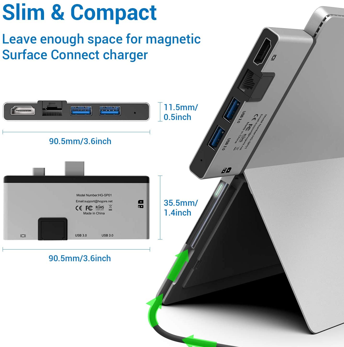 Surface Bộ chia cổng hdmi hub Đầu chuyển đổi dock cho Surface Pro 6 5 4 có khe cắm thẻ SD / TF vỏ hộp kim nhôm cổng HDMI 4K 3 cổng USB 3.0 5Gps