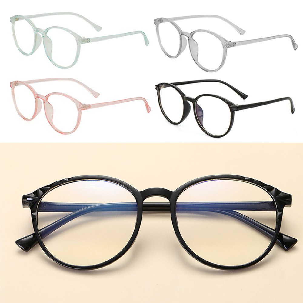 Mắt Kính Gọng Tròn Tròng Trong Suốt Siêu Nhẹ Chống Ánh Sáng Xanh Phong Cách Vintage
