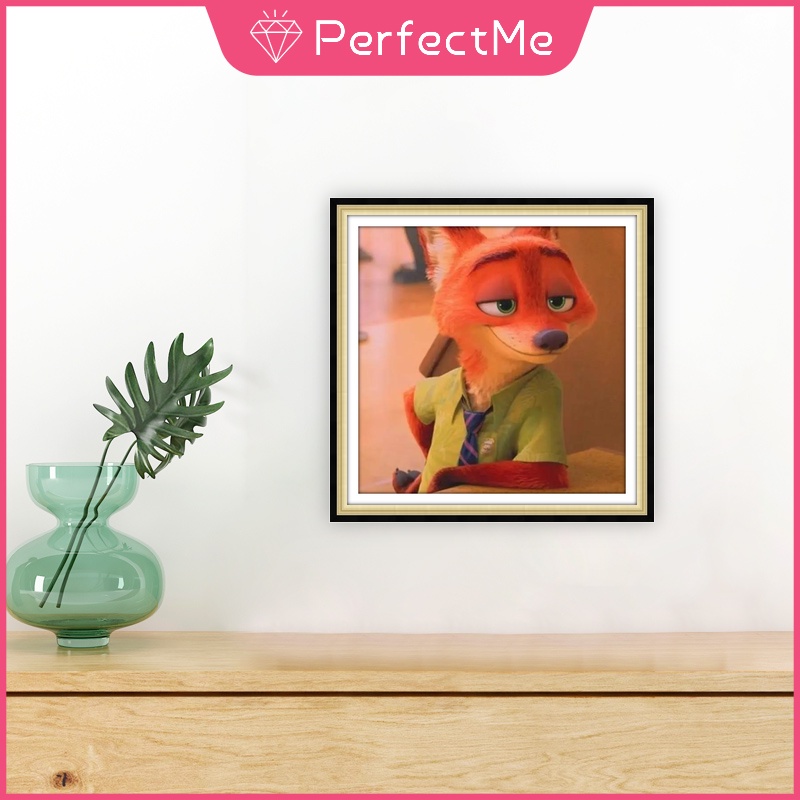 Bộ tranh đính đá 5D họa tiết Zootopia Judy và Nick độc đáo DIY 30x30cm