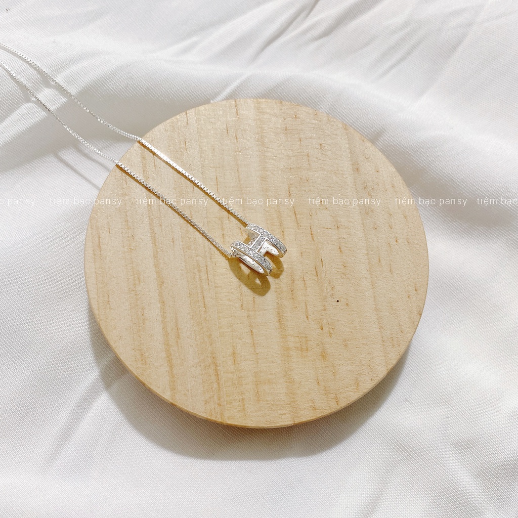 Dây chuyền bạc nữ PANSY mặt hình chữ H thời trang, vòng cổ kí hiệu chữ H đơn giản bằng bạc thật