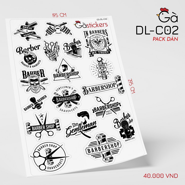 BỘ STICKER BARBER CẮT TÓC - DÁN TRANG TRÍ NÓN BẢO HIỂM, LAPTOP, VALI, XE - CHỐNG THẤM NƯỚC