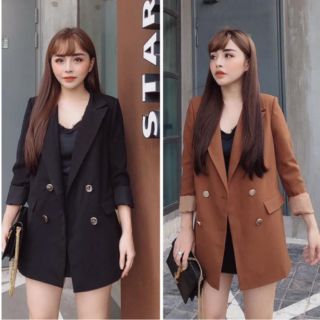 Áo khoác vest nữ , Áo Blazer dài tay form suông, 4 cúc form dài sang trọng, VIDEO+ ẢNH THẬT SÀN 100%