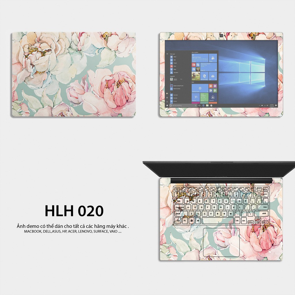 Bộ skin dán laptop mẫu FLORAL HLH 020/ Có mẫu decal dán cho tất cả các hãng máy tính