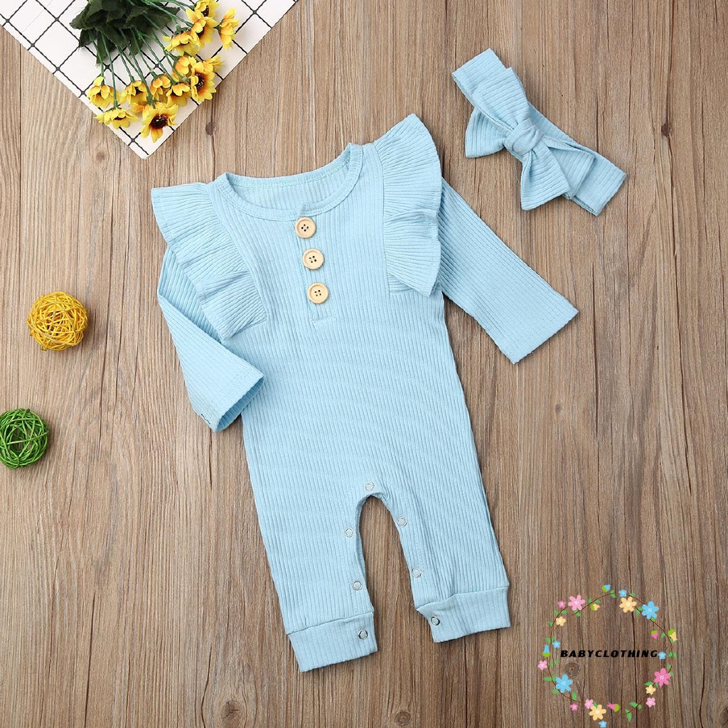 ღWSVღFashion Newborn Baby Boy Girl Rompers Long Sleeve Romper Button Knitted Jumpsuit Overall Knitted Clothes Casual