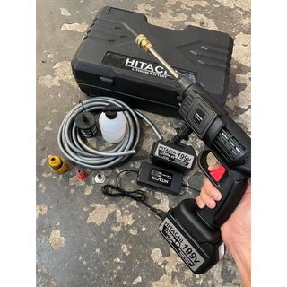 MÁY rửa xe mini, Hitachi cầm tay pin 199v áp lực,