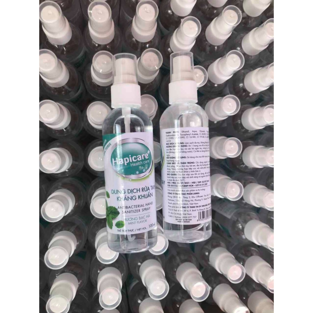 6chai Dung dịch nước rửa tay khô khử khuẩn Hapicare+, Combo 5 chai xịt mini 100ml  tặng thêm 1 chai | BigBuy360 - bigbuy360.vn