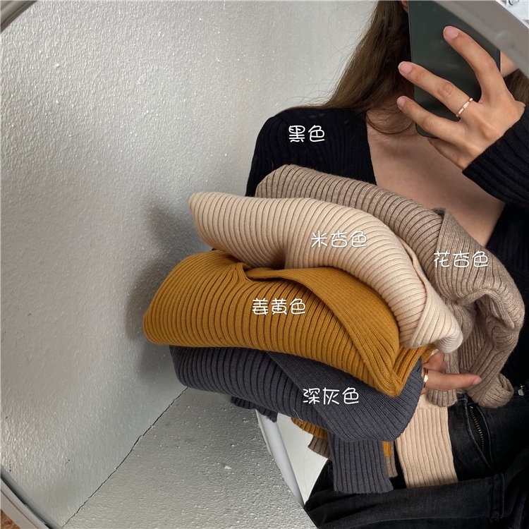 Áo Dệt Kim Tay Dài Cổ Chữ V Thời Trang Hàn Quốc Cho Nữ