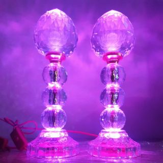 Cặp đèn thờ  7 màu trái đào pha lê M2