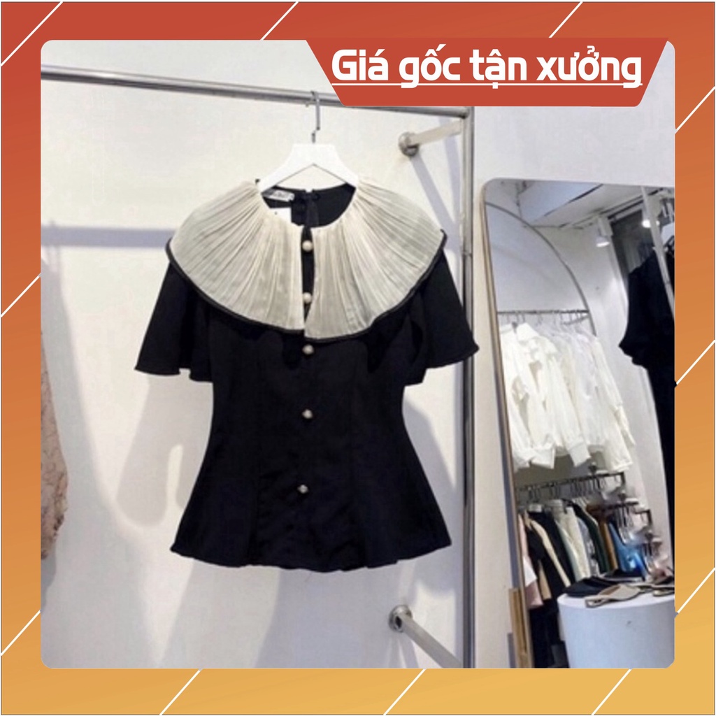 Áo Kiểu Cổ Bèo Cúc Ngọc, Áo Kiểu Tiểu Thư Tay Rơi