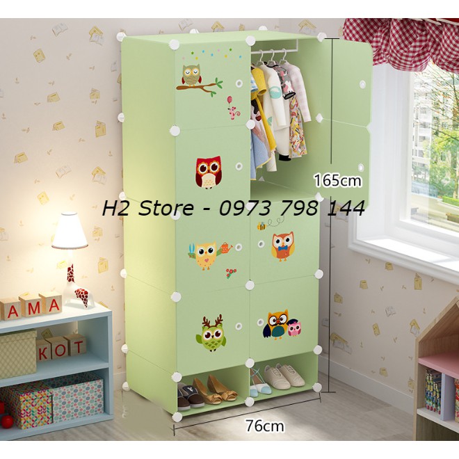[SIÊU HOT] TỦ NHỰA LẮP GHÉP 8 Ô + 2 GIÀY CỬA CÚ MÈO ĐỂ ĐỒ CHO BÉ ĐA NĂNG THÔNG MINH sâu 47cm