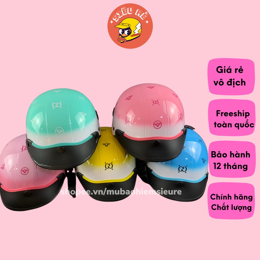 Mũ bảo hiểm nửa đầu chính hãng sơn highlight tem GG, nón bảo hiểm đa dạng màu sắc xu hướng của năm