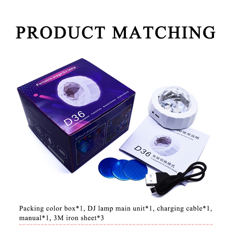 1 Đèn Led Không Dây Điều Khiển Bằng Giọng Nói Trang Trí Xe Hơi