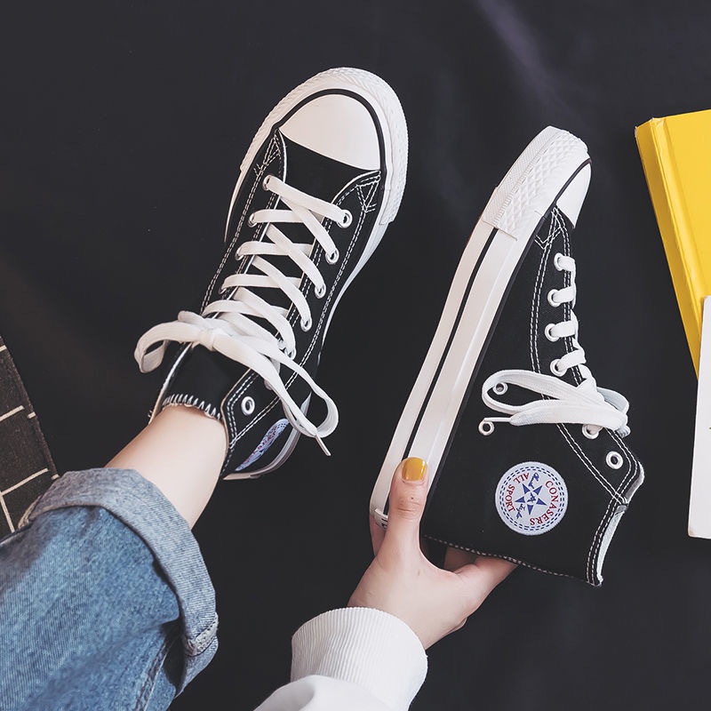 Giày thể thao canvas cổ cao phong cách Hàn Quốc thời trang xuân thu cho nữ 2021