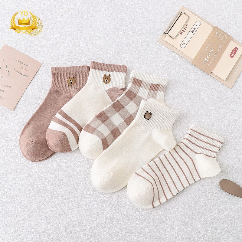 Vớ cổ thấp chủ đề gấu nâu siêu xinh phong cách Ulzzang cho nữ