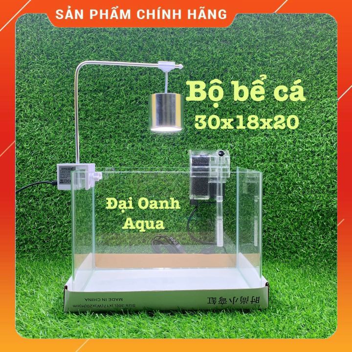 Bộ Bể Cá Đúc 30cm Kèm Đèn Lọc Để Bàn - Bể Cá Cảnh Thủy Sinh