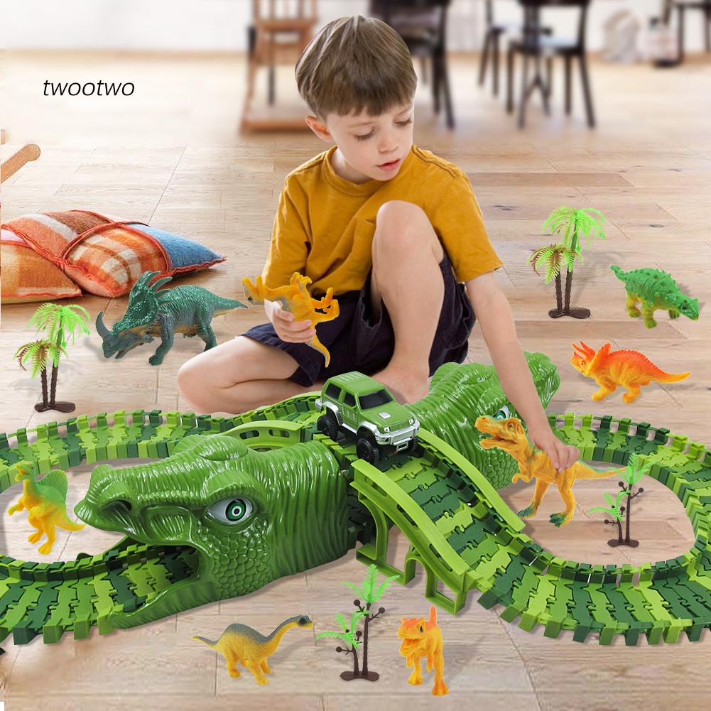 Bộ Đồ Chơi Lắp Ráp Đường Đua Khủng Long 153 Mảnh Cho Bé