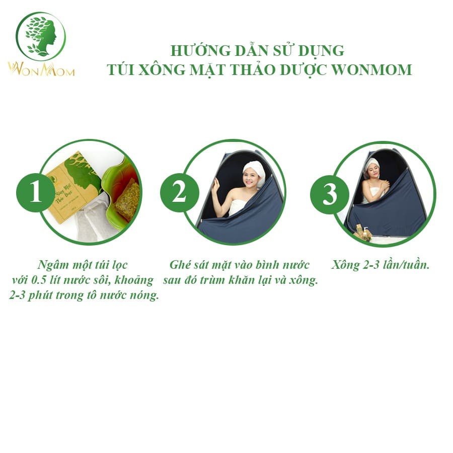 [CHÍNH HÃNG WONMOM] HỘP 10 TÚI THẢO MỘC XÔNG MẶT THẢI ĐỘC DA - THẢO MỘC TẨY TẾ BÀO CHẾT WONMOM 100 GRAM