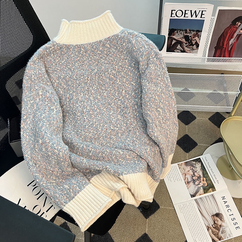 Áo sweater Cổ Lọ Dáng Rộng In Hoạt Hình Thời Trang Thu Đông Cho Nữ