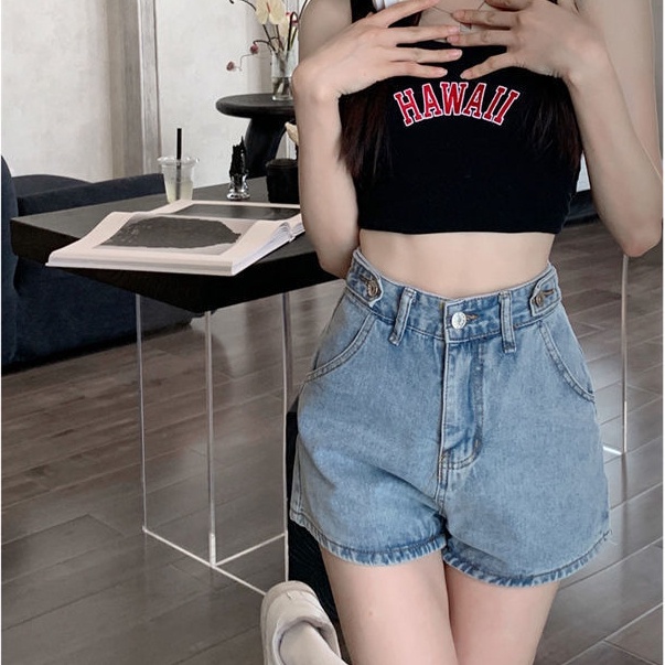 Quần Short Lưng Cao ỐNg RộNg In HìNh TráI Tim Phong CáCh HàN QuốC