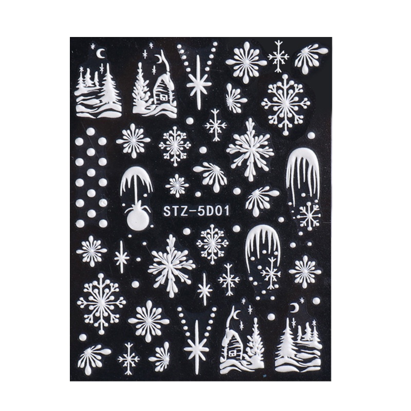 1 Tờ Miếng Dán Móng Tay Họa Tiết Giáng Sinh 5D Độc Đáo