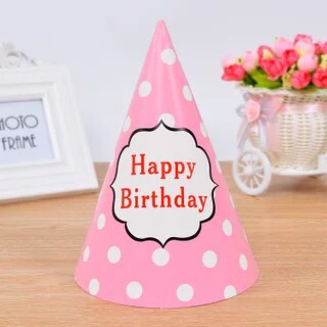 Combo 10 mũ sinh nhật+ dây chữ happy birthay+ nến sinh nhật tuỳ chọn